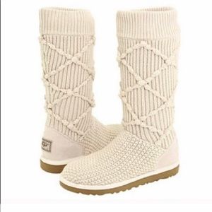 Argyle cream knit uggs